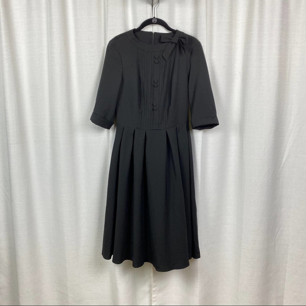 Hell Bunny Vixen Black Pintuck Midi Dress Sz.S NWOT